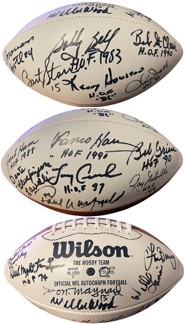 HOF Legends Signed OFC Wilson NFL WP Leather Football 19 Sigs Rozelle  Beckett Csonka/Griese/Warfield/Night Train/Lanier/Bell