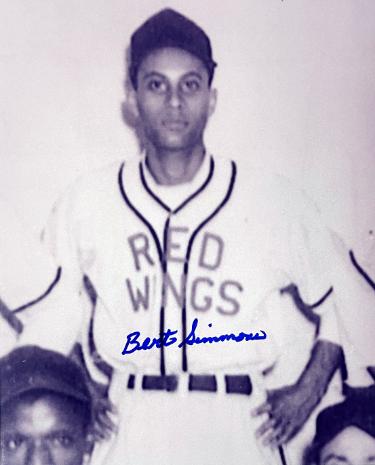 Bert/Hubert Simmons signed Greensboro Red Wings Vintage B&W Negro League 8x10 Photo imperfect- COA/Show Ticket