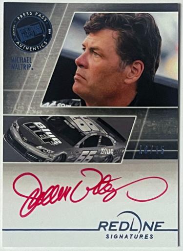 Michael Waltrip signed 2014 Press Pass Redline Signatures Blue On Card Auto /15- #RS-MW