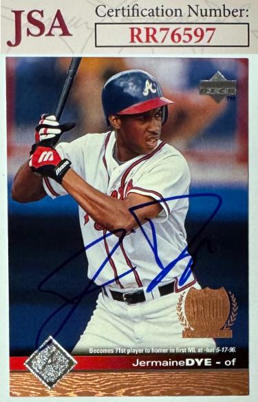 Jermaine Dye signed 1997 Upper Deck On Card Auto #12- JSA #RR76597 (Atlanta Braves)