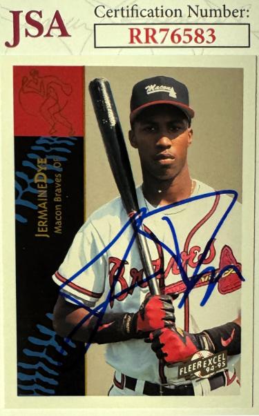 Jermaine Dye signed 1994-95 Fleer Excel Rookie On Card Auto (RC) #149- JSA #RR76583 (Atlanta Braves)