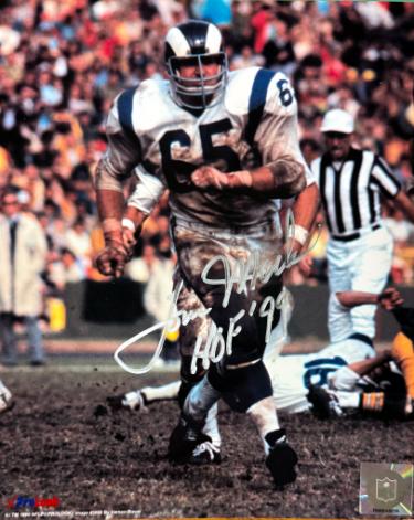 Tom Mack signed Los Angeles Rams NFL Licensed 8x10 Photo HOF 99 imperfect- COA/Show Ticket