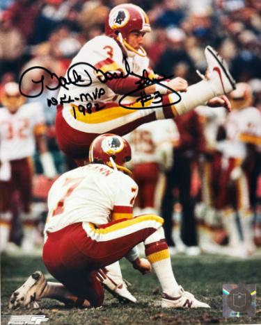 Mark Moseley signed Washington NFL Licensed 8x10 Photo #3 NFL MVP 1982 imperfect- COA/Show Ticket