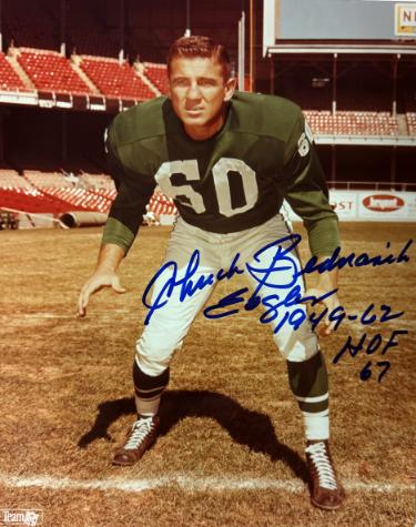 Chuck Bednarik signed Philadelphia Eagles NFL Licensed 8x10 Photo Eagles 1949-62 HOF 67 imperfect- COA