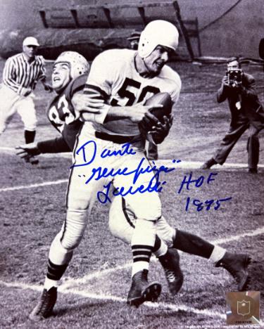 Dante Lavelli signed Cleveland Browns NFL Licensed B&W 8x10 Photo Gluefingers/HOF 1975 imperfect- COA