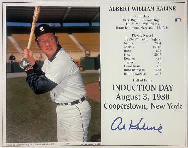 Al Kaline signed Detroit Tigers MLB Licensed Hall of Fame Induction Day 8x10 Photo/Card- Tuff Stuff COA