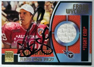 Frank Wycheck signed 2001 Topps Reserve Player Worn Relics On Card Auto #TRR-FW (Pro Bowl/Tennessee Titans)