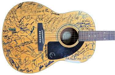 Epiphone signed Guitar 45 Sigs-Beckett  Bon Jovi/Glen Campbell/Steve Miller/Steven Tyler/James Taylor/James Burton/Peter Buck