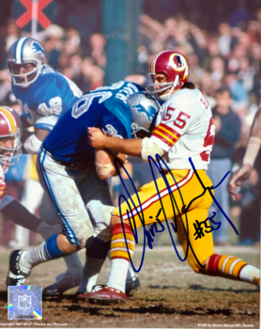 Chris Hanburger signed Washington NFL Licensed 8x10 Photo #55- COA (HOF/9X Pro Bowl)