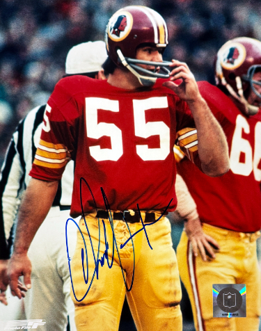 Chris Hanburger signed Washington NFL Licensed 8x10 Photo minor smudge- COA/Show Ticket (HOF/9X Pro Bowl)
