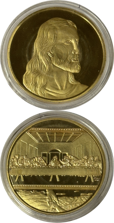 Jesus Christ & The Last Supper Commemorative Gold Plated Coin Religious Keepsake