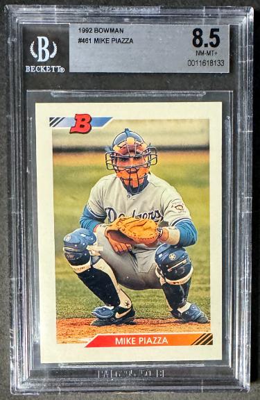 Mike Piazza 1992 Bowman Rookie Card (RC) #461- Beckett/BGS Graded 8.5 NM-MT+ (Los Angeles Dodgers/HOF/12 X All Star)