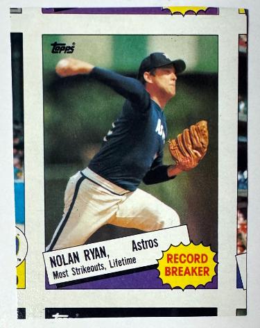 Nolan Ryan 1985 Topps Record Breaker Uncut Partial Panel #7 (Houston Astros)