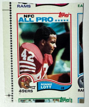Ronnie Lott 1982 Topps NFL Uncut Partial Panel Card #486 (San Francisco 49ers/HOF)