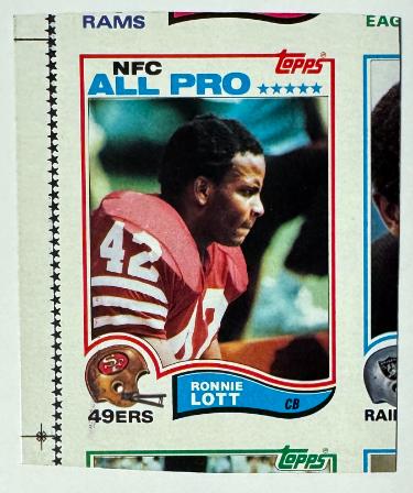Ronnie Lott 1982 Topps NFL Uncut Partial Panel Card #486 (San Francisco 49ers/HOF)