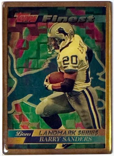 Barry Sanders 1995 Topps Finest Landmark Series Bronze Metal Card #5 (Detroit Lions/HOF)
