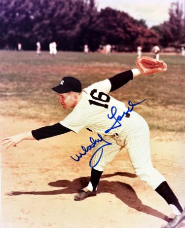 Whitey Ford signed New York Yankees 8x10 Photo minor dings- COA (HOF/6X WS Champ)
