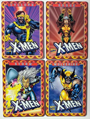 1996 Marvel X-Men - 4 Team Metal Set All-Metal Collectors Cards Storm/Cyclops/Wolverine/Rogue