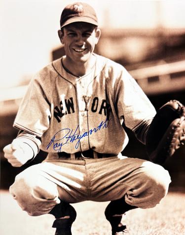 Ray Hayworth signed New York Giants Sepia Tone 8x10 Photo minor dings- CSA COA (1935 WS Champ)