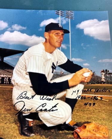 Jim Coates signed New York Yankees 8x10 Photo 1956-1963 #39 minor dings- COA
