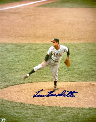Lou Burdette signed California Angels MLB Licensed 8x10 Photo minor dings- CSA COA/Show Ticket