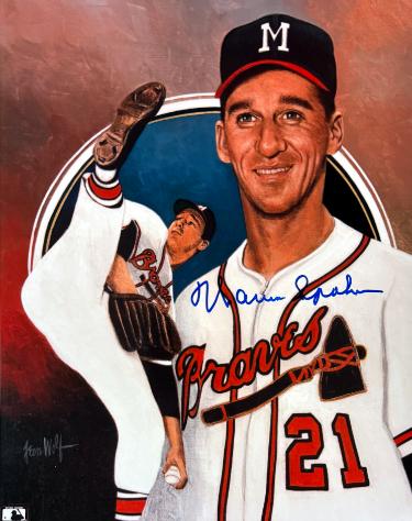 Warren Spahn signed Milwaukee Braves MLB Licensed 8x10 Photo minor dings- COA (HOF)