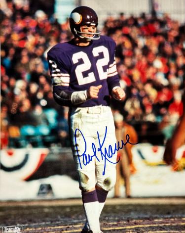 Paul Krause signed Minnesota Vikings NFL Licensed 8x10 Photo minor dings- Tuff Stuff COA (HOF)