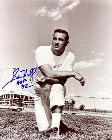 Sam Huff signed Washington Vintage B&W 8x10 Photo HOF 82 minor dings- COA