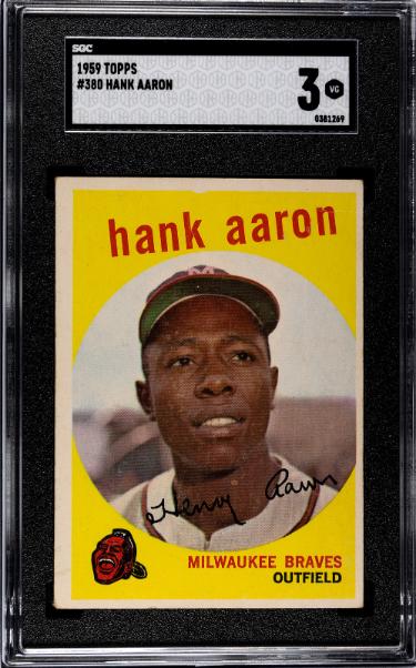 Hank Aaron 1959 Topps Card #380- SGC Graded 3 VG (Milwaukee Braves/HOF)