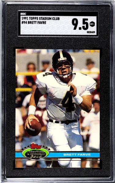 Brett Favre 1991 Topps Stadium Club Rookie Card (RC) #94- SGC Graded 9.5 Mint+ (Southern Miss/Packers/HOF)