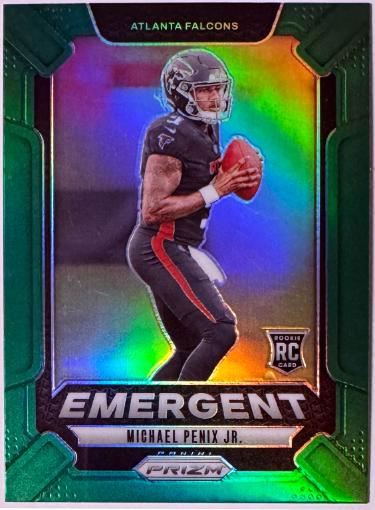 Michael Penix Jr 2024 Panini Prizm Emergent Green Rookie Card (RC) #20 (Atlanta Falcons)