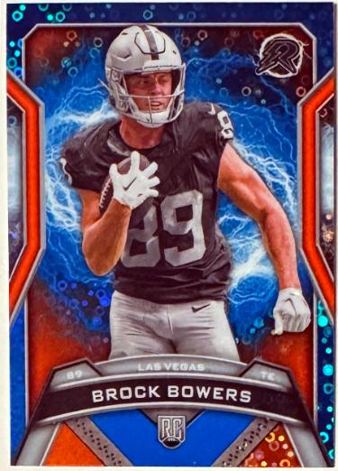 Brock Bowers 2024 Topps Resurgence Blue & Orange Sparkle Rookie Card (RC) #147 (Las Vegas Raiders)