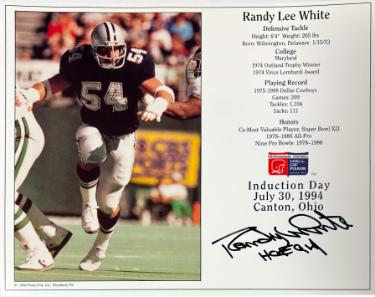Randy White signed Dallas Cowboys NFL Licensed Hall of Fame Induction Day 8x10 Photo/Card HOF 94- COA/CSA Show Ticket