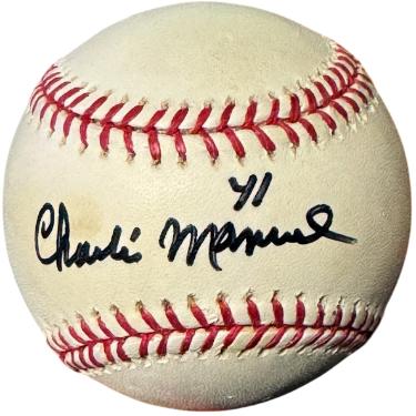 Charlie Manuel signed Official Rawlings Major League Baseball toned- COA (08 WS Champ/Phillies)