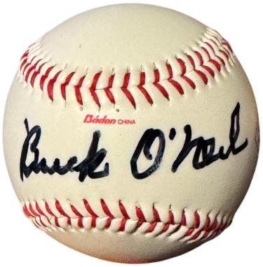 Buck O'Neil signed Baden Negro League Museum Logo Baseball- COA (KC Monarchs/HOF/Chicago Cubs)