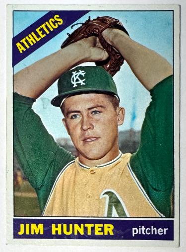 Jim Catfish Hunter 1966 Topps Card #36- (A's/2nd Year/HOF/CY)