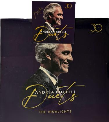 Andrea Bocelli signed 2024 Duets-30th Anniversary 4.75x4.75 Art Insert LP/Vinyl/Record- COA