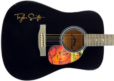 Taylor Swift Signed 2025 The Life of a Showgirl 41 Inch FS Black Stadium Acoustic Guitar with Heart- Beckett Review