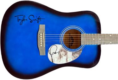 Taylor Swift Signed 2024 Tortured Poets 41 Inch FS Blue Sunburst Stadium Acoustic Guitar, White Logo JSA #AM34894