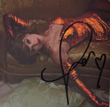 Taylor Swift 2025 The Life of a Showgirl CD Signed 4.75 Inch X 4.75 Inch Photo Art Card #2 w/ Heart- Beckett Review