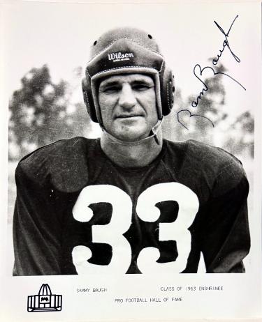 Sam/Sammy Baugh signed HOF Enshrinee Class of 1963 B&W 8x10 Photo minor dings- COA (TCU/Washington)