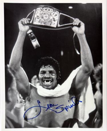Leon Spinks signed Boxing B&W 8x10 Photo minor dings- COA/CSA Show Ticket