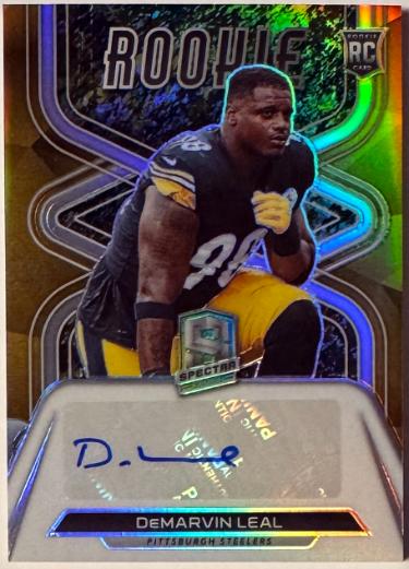 DeMarvin Leal signed 2022 Panini Spectra Silver Prizm Rookie Auto Card #31- /8 (Pittsburgh Steelers)