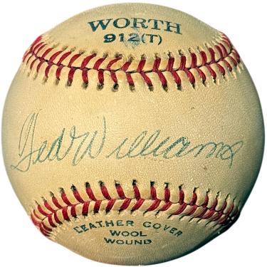 Ted Williams Signed Worth 912T Major League Leather Baseball Imperfect - Beckett Review/HOF/The Kid