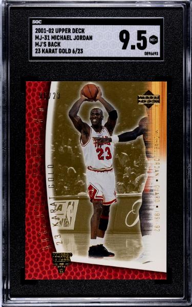 Michael Jordan 2001-02 Upper Deck MJ's Back 23 Karat Gold /23-SGC Graded 9.5 Gem Mint+ (Chicago Bulls/GOAT/HOF)