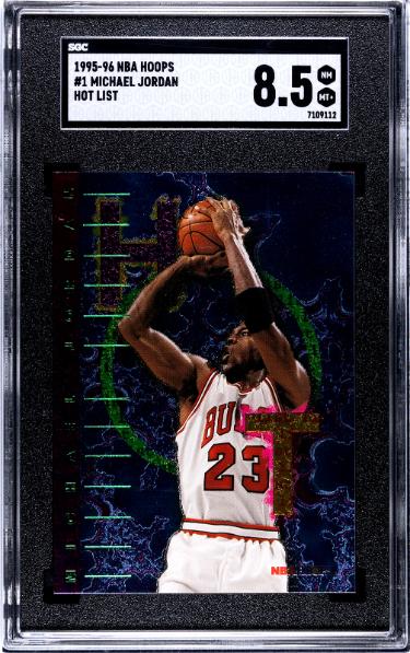 Michael Jordan 1995-96 NBA Hoops Hot List Card #1- SGC Graded 8.5 NM-MT+ (Chicago Bulls/GOAT/HOF)
