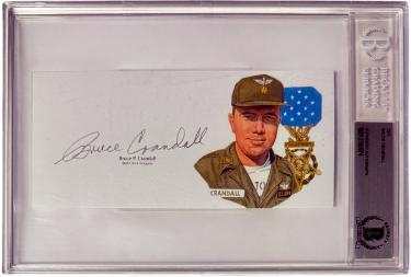 Bruce Crandall signed 6.5x3 cut signature w/ ImageBAS/Beckett Encapsulated (Vietnam War/UH-1/Medal of Honor/Ia Drang)