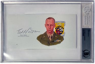 Edwin Horton signed 6.5x3.5 cut signature w/ Image BAS/Beckett Encapsulated (WWII/Doolittle Raiders/B-25 Mitchell)