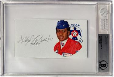 Lloyd "Fig'' Newton signed 5.5x3 cut signature w/ Image BAS/Beckett Encapsulated (Vietnam/Northrop T-38 A Talon/Thunderbirds)