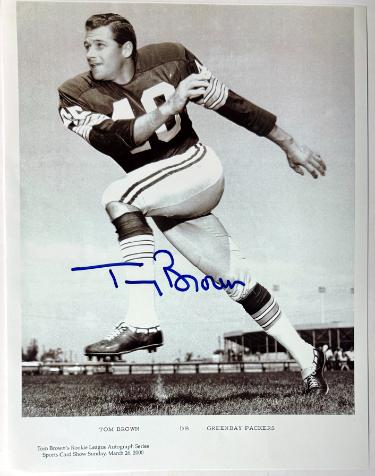 Tom Brown signed Green Bay Packers 8.5x11 Photo dings- COA/Ticket